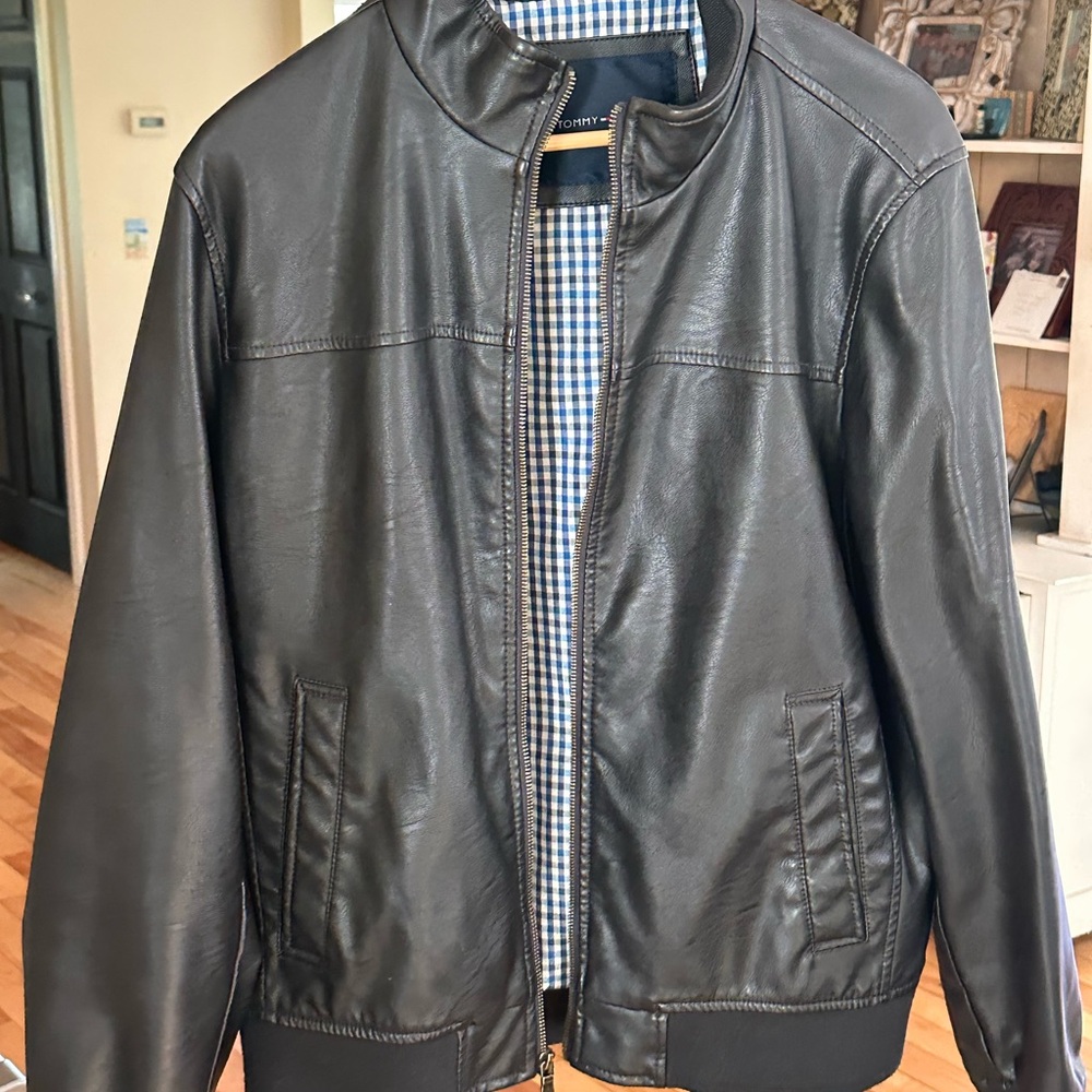 Tommy Hilfiger Men’s  Black Leather Jacket